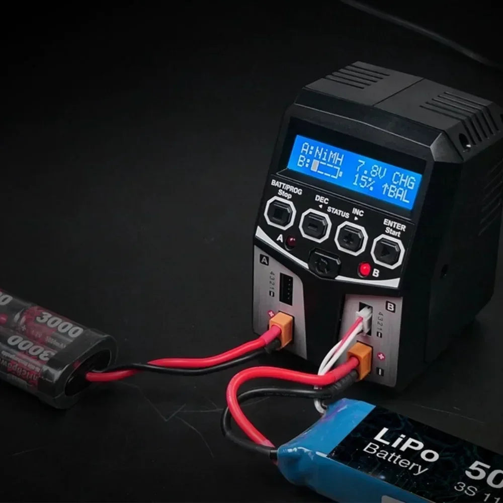 Multi AC Lipo Bateria Balance Carregador Dual 5A 2X50W 2-4S Carga para NiMH / NiCd / LiPo / LiFe / Lilon / LiHV / Pb battery